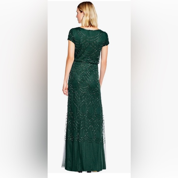 Elegant Green Beaded Dress - Picture 2 of 8